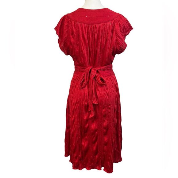 Adrianna Papell dress plus size 14 red sequin accent short sleeve party summer - Picture 4 of 6